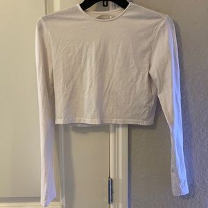 White Long Sleeve Crop